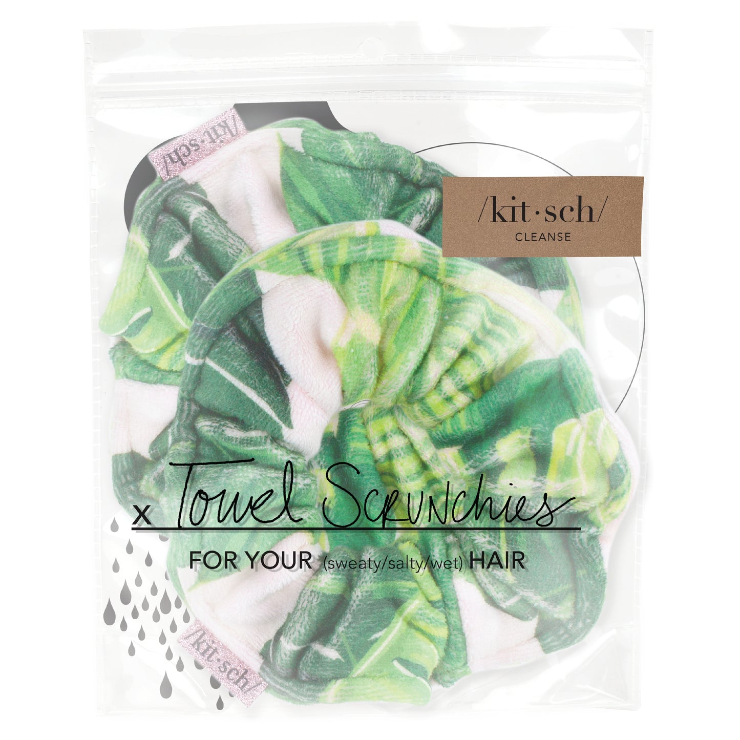 PALM PRINT MICROFIBER TOWEL SCRUNCHIE