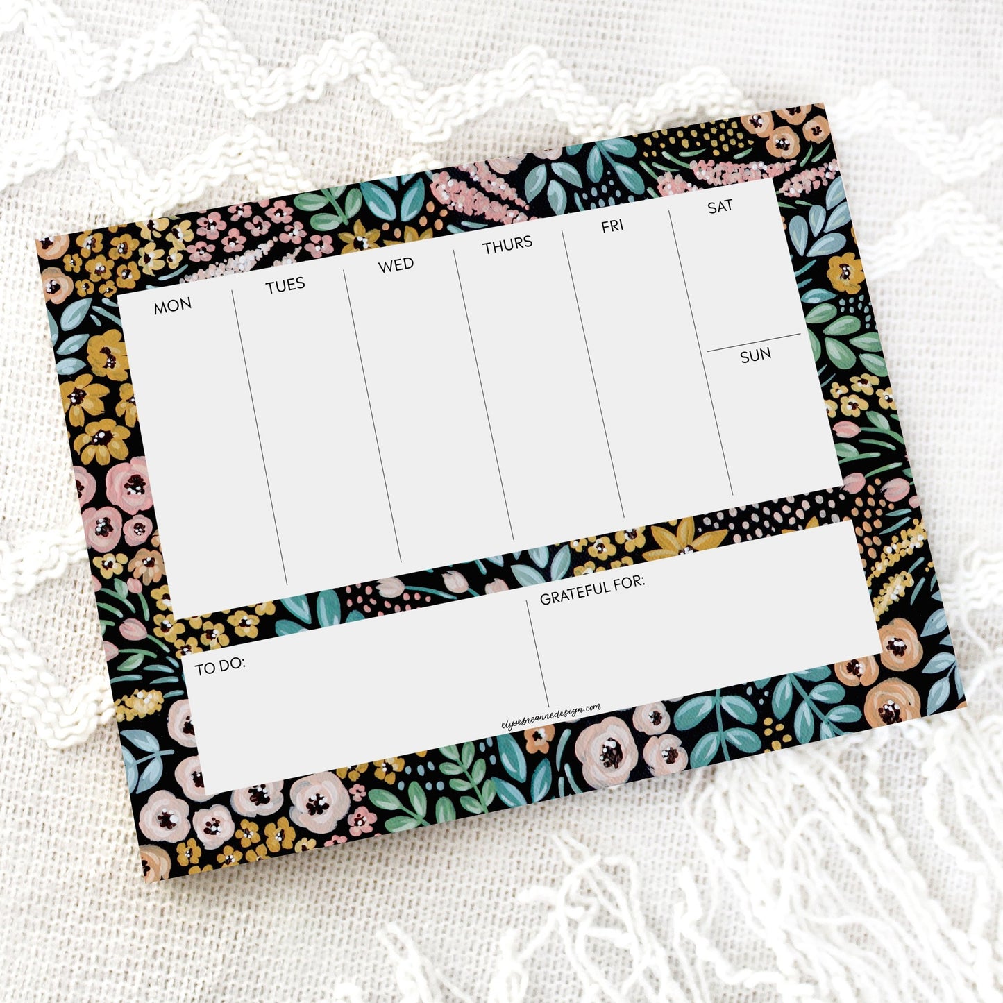 BLACK FLORAL WEEKLY PLANNER