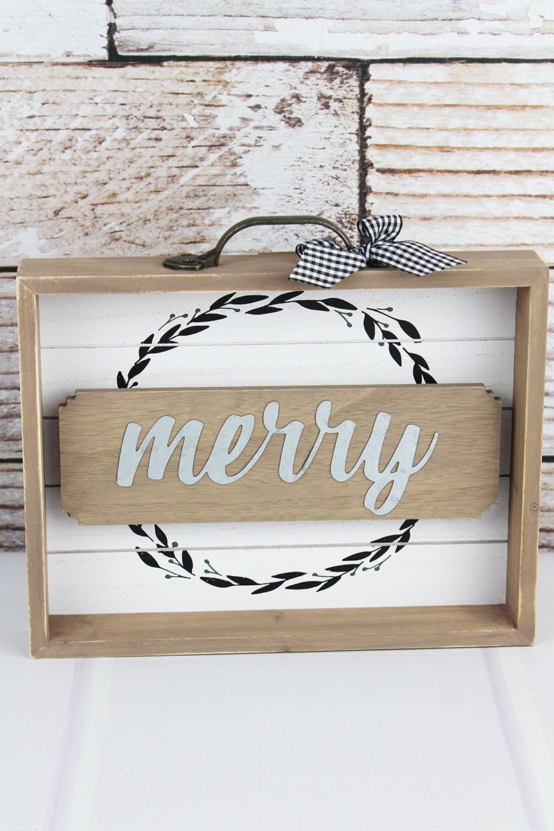 MERRY WOOD W/ METAL DRAWER BOX SIGN