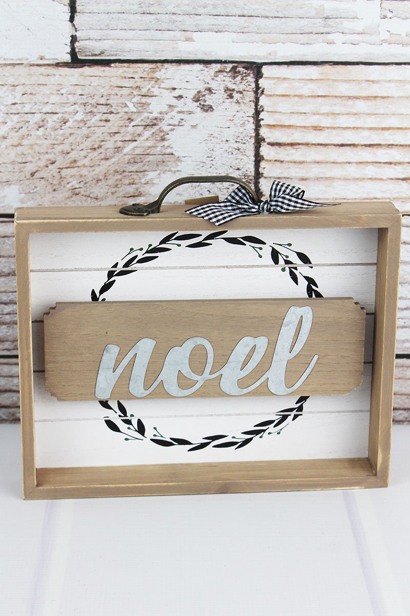NOEL WOOD W/ METAL DRAWER BOX SIGN