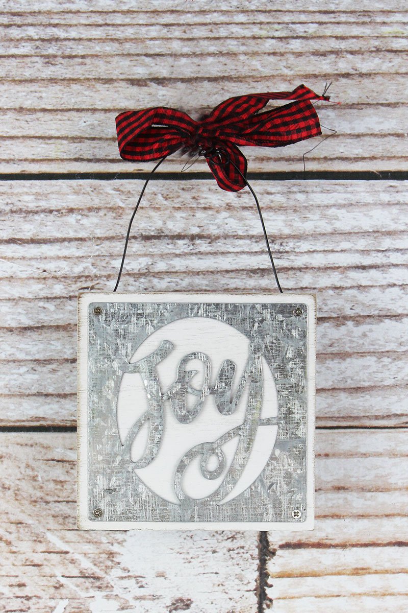 JOY CUT-OUT METAL & WOOD SIGN