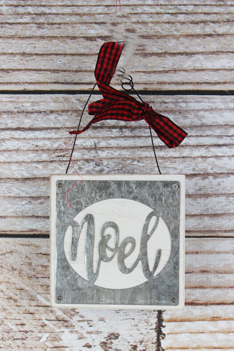 NOEL CUT-OUT METAL & WOOD SIGN