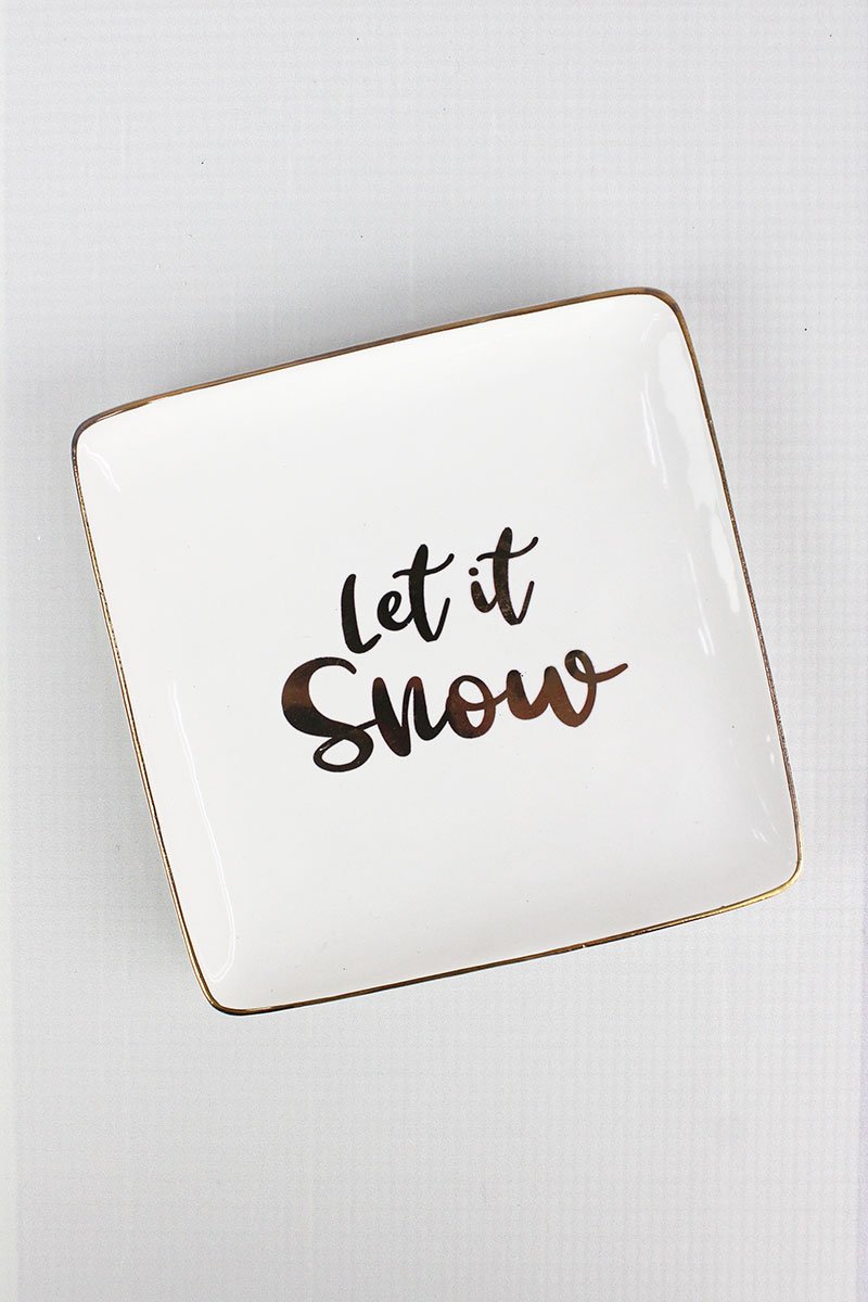 CERAMIC LET IT SNOW PL;ATE