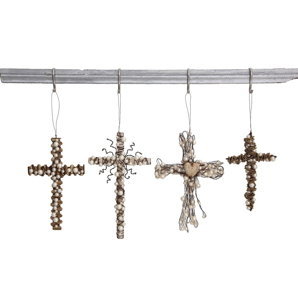 METAL WIRE CROSS W/ BEADS