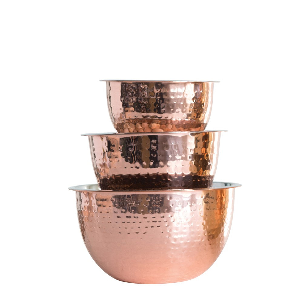 HAMMERED STAINLESS STEEL BOWL W/ COPPER FINISH