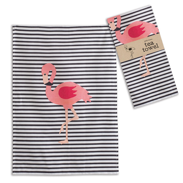 FLAMINGO STRIPED TEA TOWEL