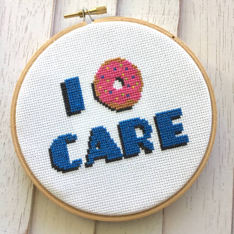I DONUT CARE CROSS STITCH