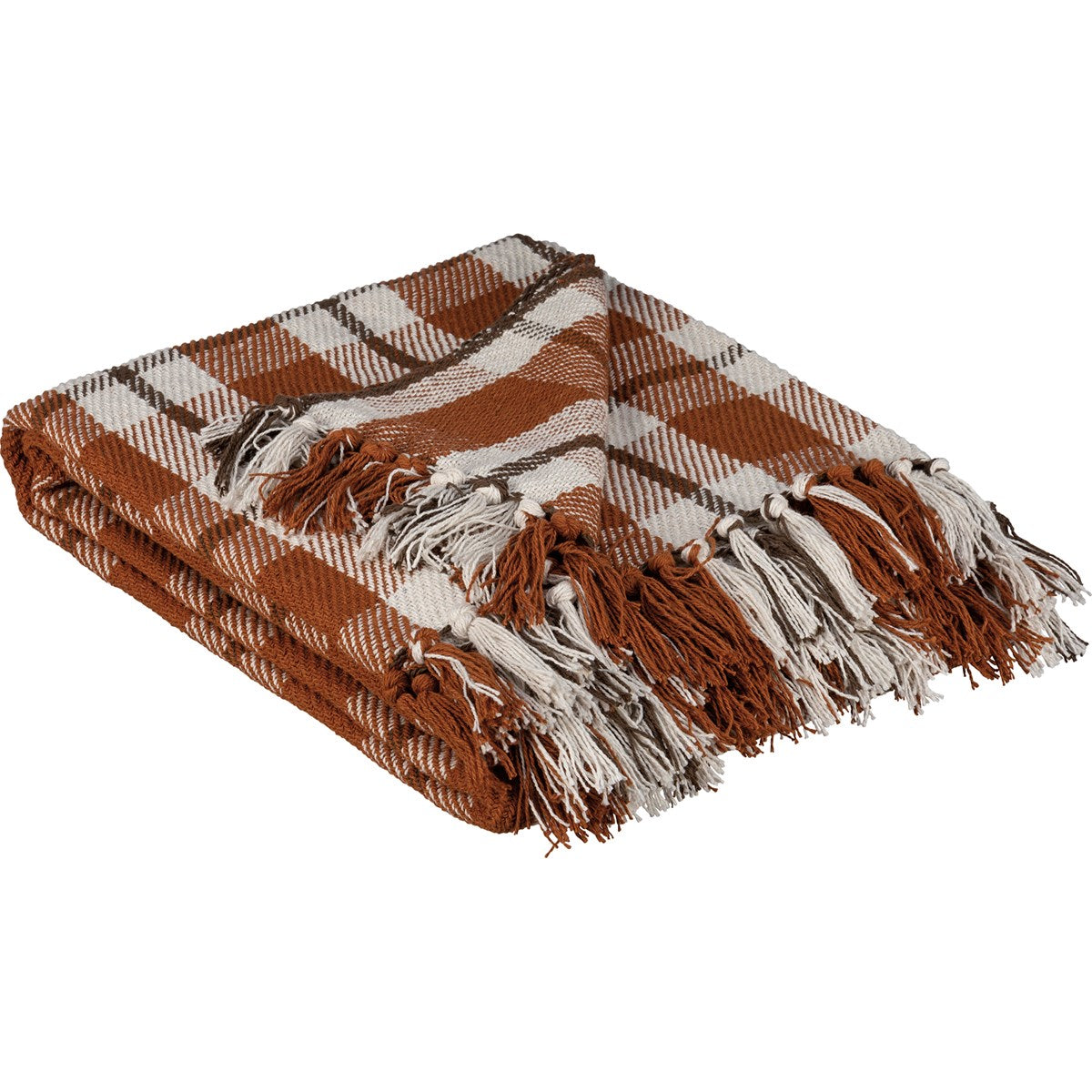 ORANGE PLAID THROW