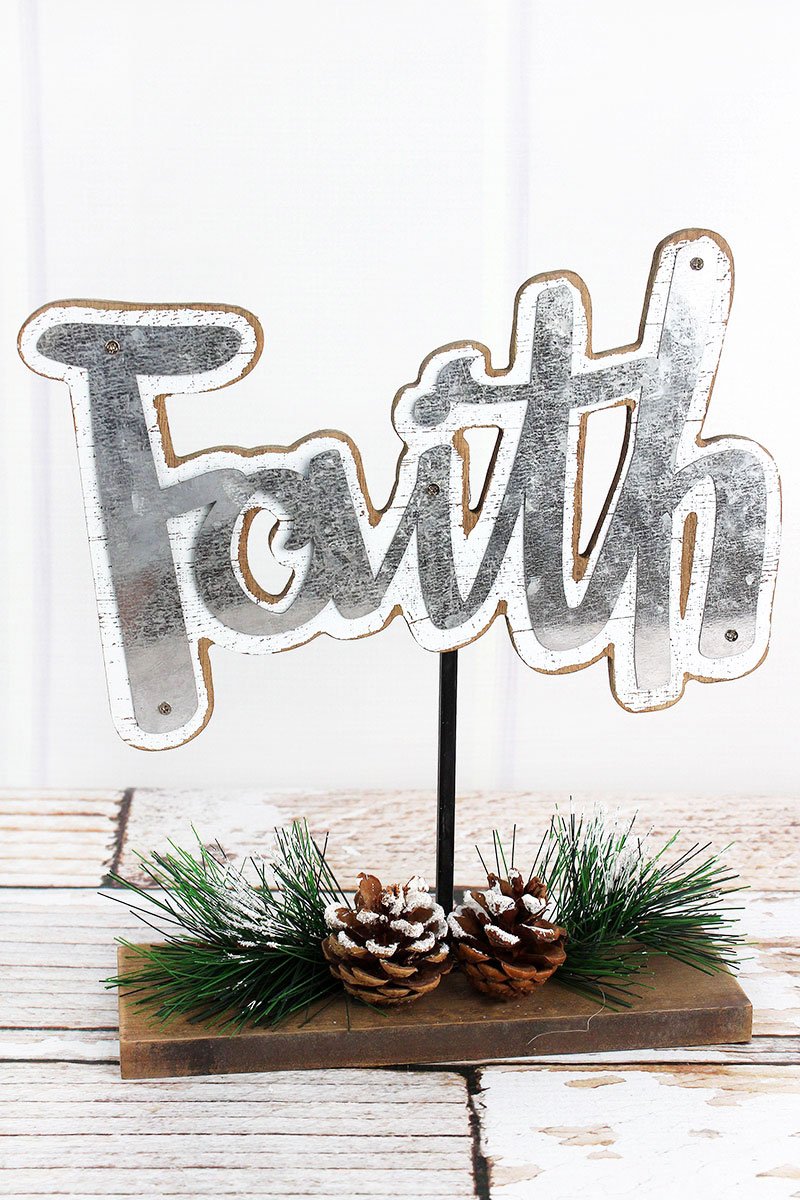 FAITH WOOD + METAL TABLETOP SIGN