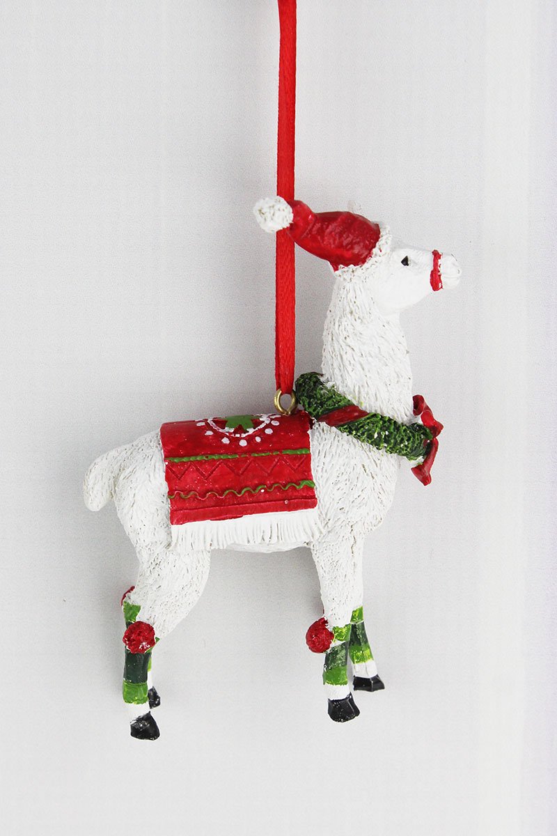 LLAMA W/ WREATH RESIN ORNAMENT