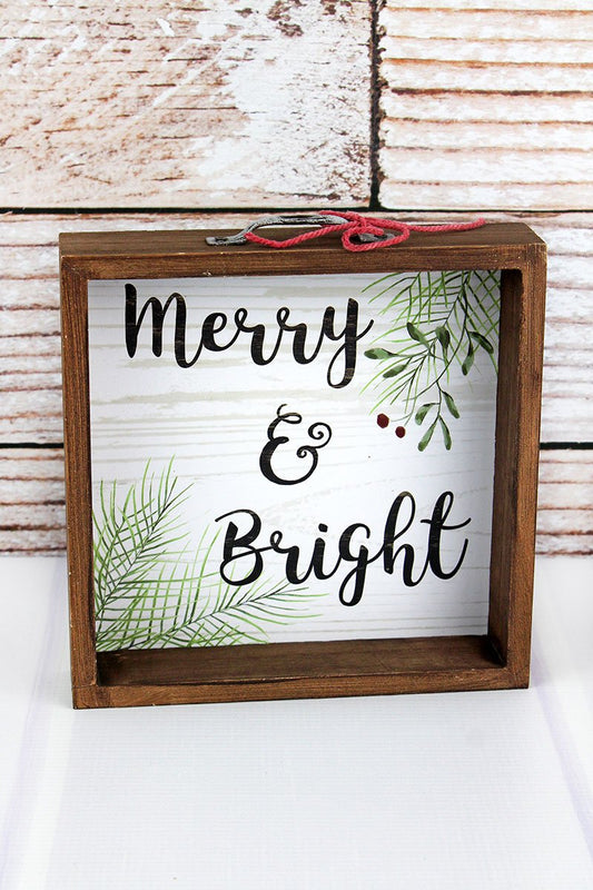 MERRY & BRIGHT CHRISTMAS WOOD SIGN