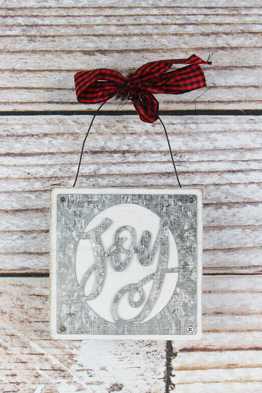 JOY CUT-OUT METAL & WOOD SIGN