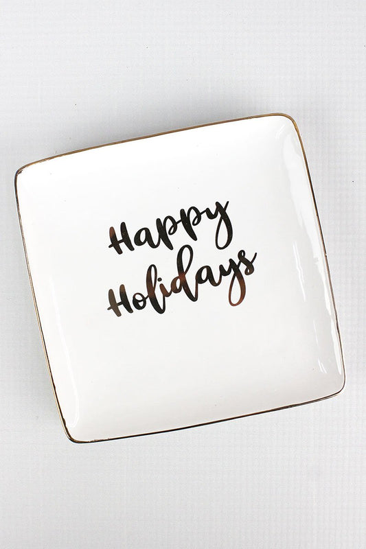 CERAMIC HAPPY HOLIDAYS PLATE