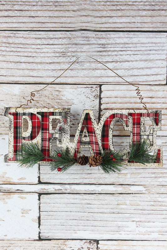 PEACE LAYERED PLAID WALL SIGN
