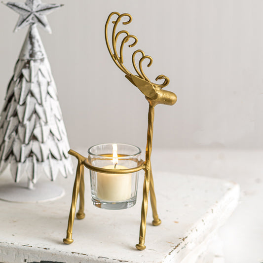 GOLD CURLY REINDEER VOTIVE HOLDER