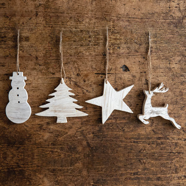 WOOD ORNAMENTS (set of 4)
