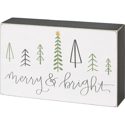 MERRY + BRIGHT WOOD BLOCK SIGN