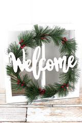 WELCOME WREATH WINDOW WALL DECOR
