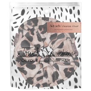 LEOPARD MICROFIBER TOWEL SCRUNCHIE